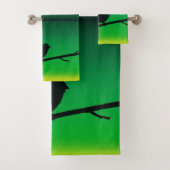 Silhouette von Sparrow auf Limonene Badhandtuch Set (Insitu)