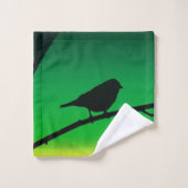 Silhouette von Sparrow auf Limonene Badhandtuch Set (Waschlappen)