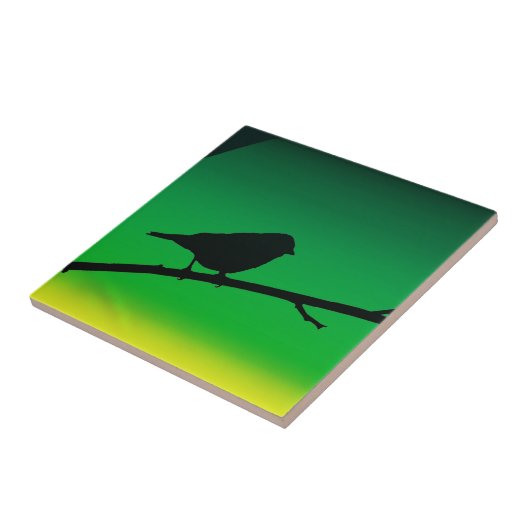 Silhouette von Sparrow auf Limonene Fliese (Seite)