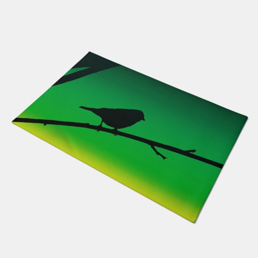 Silhouette von Sparrow auf Limonene Fußmatte (Schrägansicht)