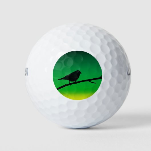 Silhouette von Sparrow auf Limonene Golfball (Vorderseite)