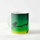Silhouette von Sparrow auf Limonene Kaffeetasse (Vorderseite Links)