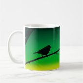 Silhouette von Sparrow auf Limonene Kaffeetasse (Links)