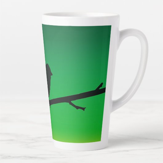 Silhouette von Sparrow auf Limonene Milchtasse (Rechts)