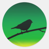 Silhouette von Sparrow auf Limonene Runder Aufkleber (Vorderseite)