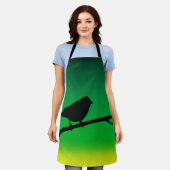 Silhouette von Sparrow auf Limonene Schürze (Getragen)