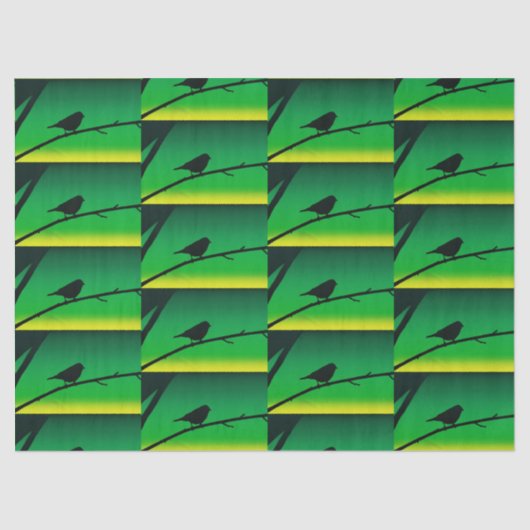 Silhouette von Sparrow auf Limonene Seidenpapier (Vorderseite)