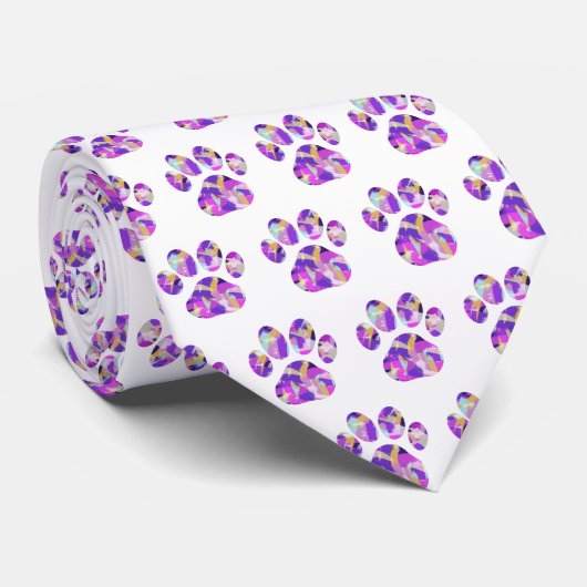 Silhouette von Tierpaaren Lila rosa auf weißem Nec Krawatte (Gerollt)