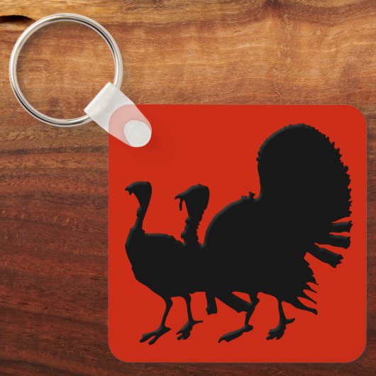 Silhouette von Truthühnern Schlüsselanhänger (Vorderseite)