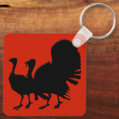 Silhouette von Truthühnern Schlüsselanhänger (Rückseite)