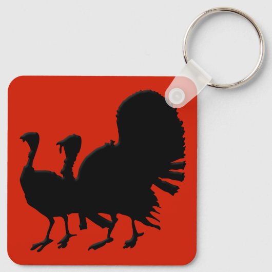 Silhouette von Truthühnern Schlüsselanhänger (Rückseite)