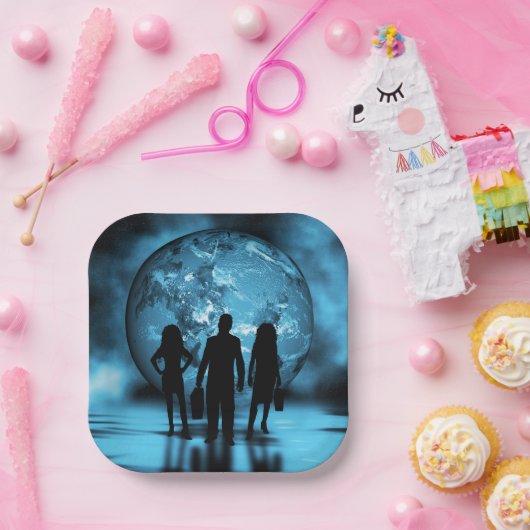 Silhouette von Unternehmensteams Pappteller (Party)