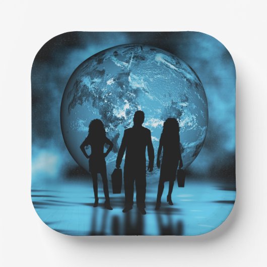 Silhouette von Unternehmensteams Pappteller (Vorderseite)