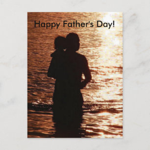 Silhouette von Vater und Kind Postkarte