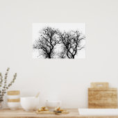 Silhouette von Vögeln und Bäumen. Poster (Küche)
