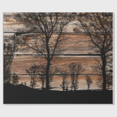 Silhouette von Waldbaum an der Stallbehörde Geschenkpapier (Flach)