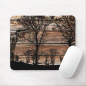 Silhouette von Waldbaum an der Stallbehörde Mousepad (Mit Mouse)