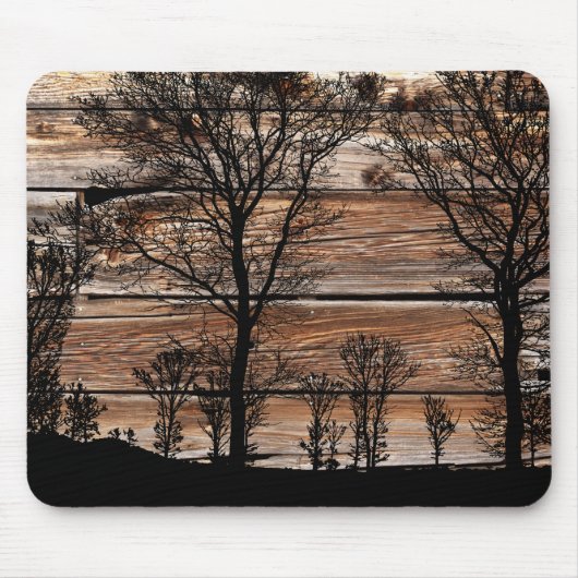 Silhouette von Waldbaum an der Stallbehörde Mousepad (Vorne)