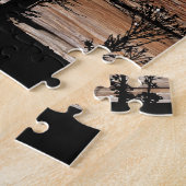 Silhouette von Waldbaum an der Stallbehörde Puzzle (Seite)