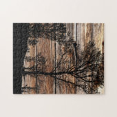 Silhouette von Waldbaum an der Stallbehörde Puzzle (Horizontal)
