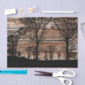 Silhouette von Waldbaum an der Stallbehörde Seidenpapier (Handwerk)