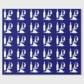 Silhouette von Weinmarinen auf blauen Vätern Geschenkpapier (Flach)