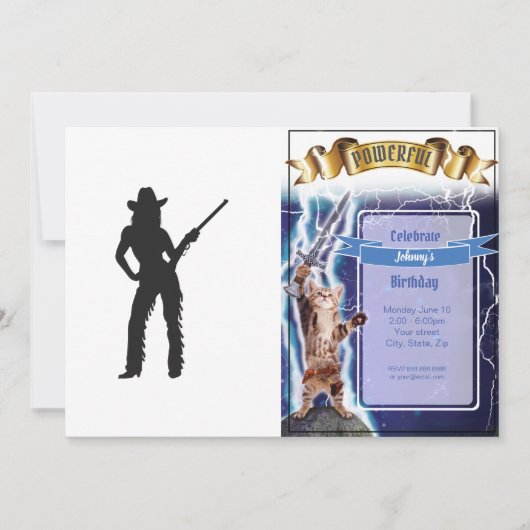 Silhouette von Western Cowgirl Einladung (Vorderseite)