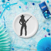 Silhouette von Western Cowgirl Pappteller (Party)