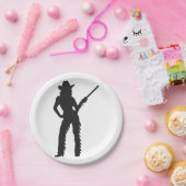 Silhouette von Western Cowgirl Pappteller (Party)