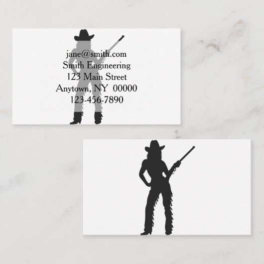 Silhouette von Western Cowgirl Visitenkarte (Vorne/Hinten)