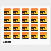 Silhouette von Zebra auf Savanne Quadratischer Aufkleber (Blatt)