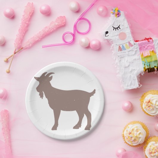 Silhouette von Ziegenhaltung Pappteller (Party)