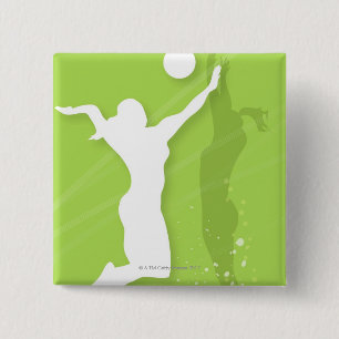 Silhouette von zwei Frauen, die Volleyball spielen Button