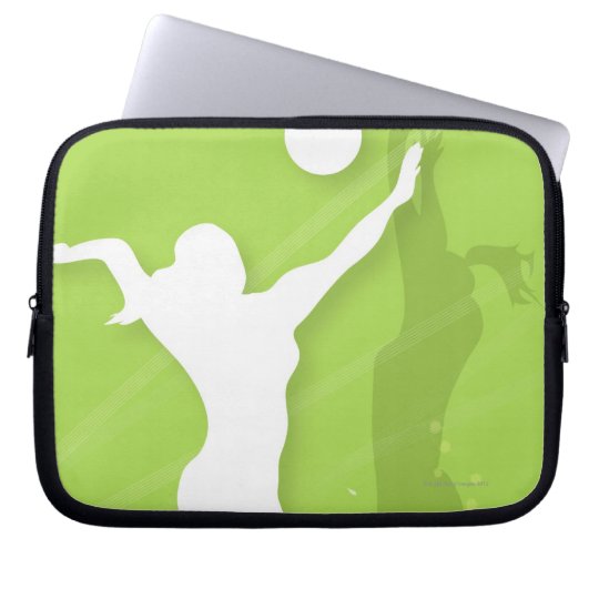 Silhouette von zwei Frauen, die Volleyball spielen Laptopschutzhülle