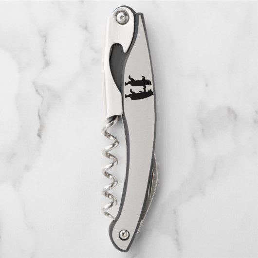 Silhouette von zwei tanzenden schwarzen Bären auf Kellnermesser (Vorderseite)