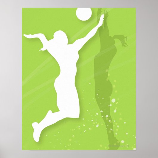 Silhouette von zwei Volleyballspielerinnen Poster (Vorne)