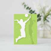 Silhouette von zwei Volleyballspielerinnen Postkarte (Stehend Vorderseite)