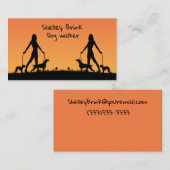 Silhouette Wanderhunde Niedlich Hunde Walker Visitenkarte (Vorne/Hinten)