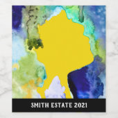 Silhouette Wasserfarbe abstrakt Weinetikett (Einzelnes Label)