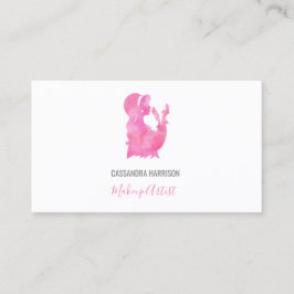 Silhouette Wasserfarbe Rosa Makeup Artist Elegante Visitenkarte