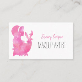 Silhouette Wasserfarbe Rosa Makeup Artist Elegante Visitenkarte
