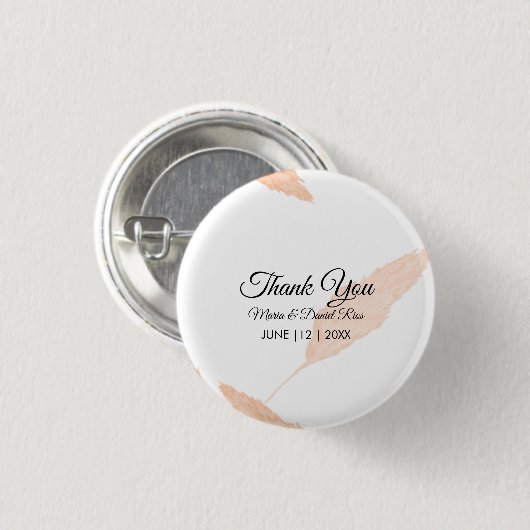 Silhouette Watercolor Pampas Leaf Hochzeit Button (Vorne & Hinten)