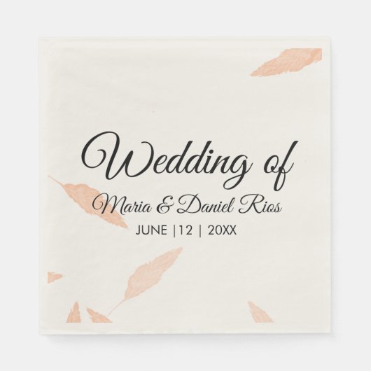 Silhouette Watercolor Pampas Leaf Hochzeit Serviette (Vorderseite)