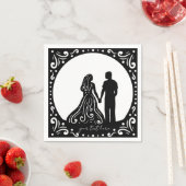 Silhouette Wedding Couple Black Paper Servietten (Beispiel)