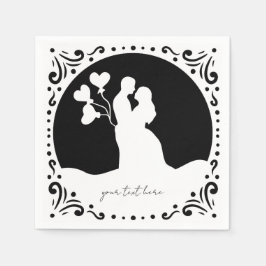 Silhouette Wedding Couple White Paper Servietten
