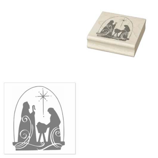 Silhouette Weihnachtskrippe Briefmarke Gummistempel (Stempel)