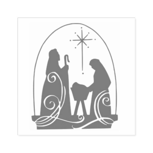 Silhouette Weihnachtskrippe Briefmarke Gummistempel (Prägung)