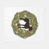 Silhouette Weimaraner im Kranz Fleecedecke (Vorderseite (Horizontal))