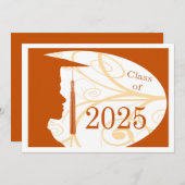 Silhouette Weiß und Orange Man 2025 Einladung (Vorne/Hinten)