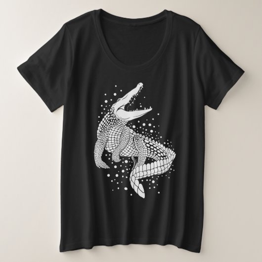 Silhouette Weißes Tier - Krokodil Große Größe T-Shirt (Design vorne)